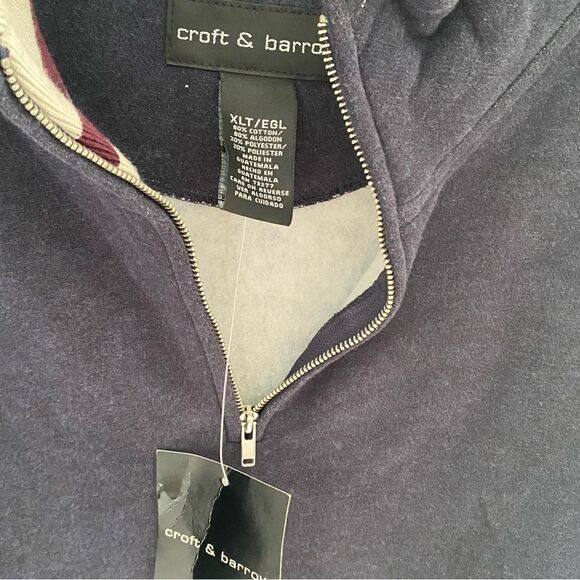 Croft & Barrow Men’s 1/4 Zipper Pullover Fleece Lined Sweatshirt Blue size XLT - Picture 2 of 3